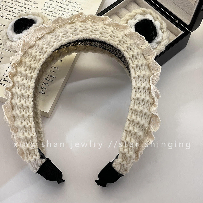 Wholesale Cute Creative Big Eyes Frog Knitted Non-slip Hairband